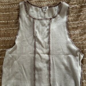 Garage Cream Tank Top with Brown Trim